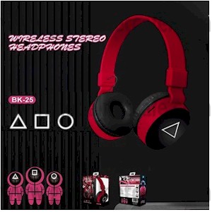 AUDIFONO CON MICROFONO  DIADEMA BLUETOOTH BK-25 STEREO SQUID GAME 100% Nuevo